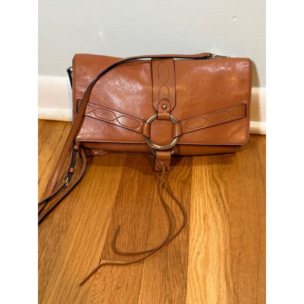 RM Rebecca Minkoff cognac leather ring hobo crossbody‎